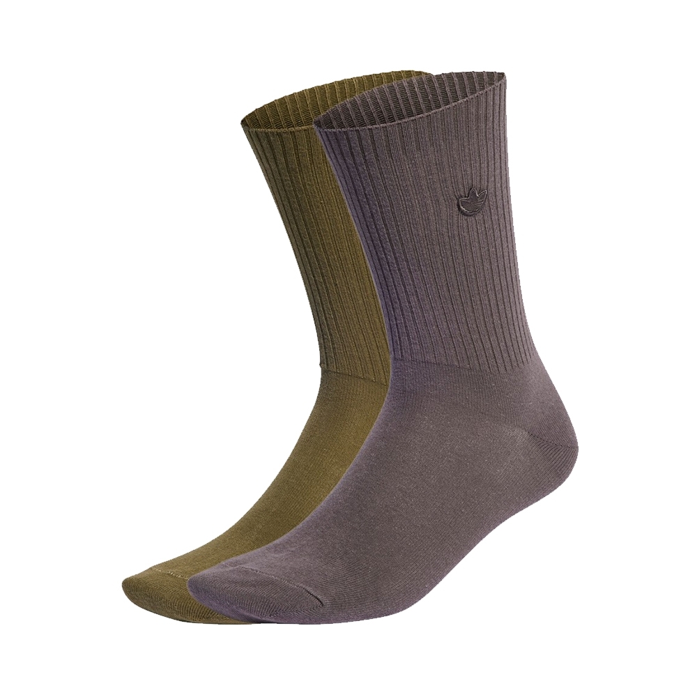 ADIDAS 襪子 CREW SOCK 2PP 軍綠咖 兩雙一組 長襪 中筒襪 IS1629