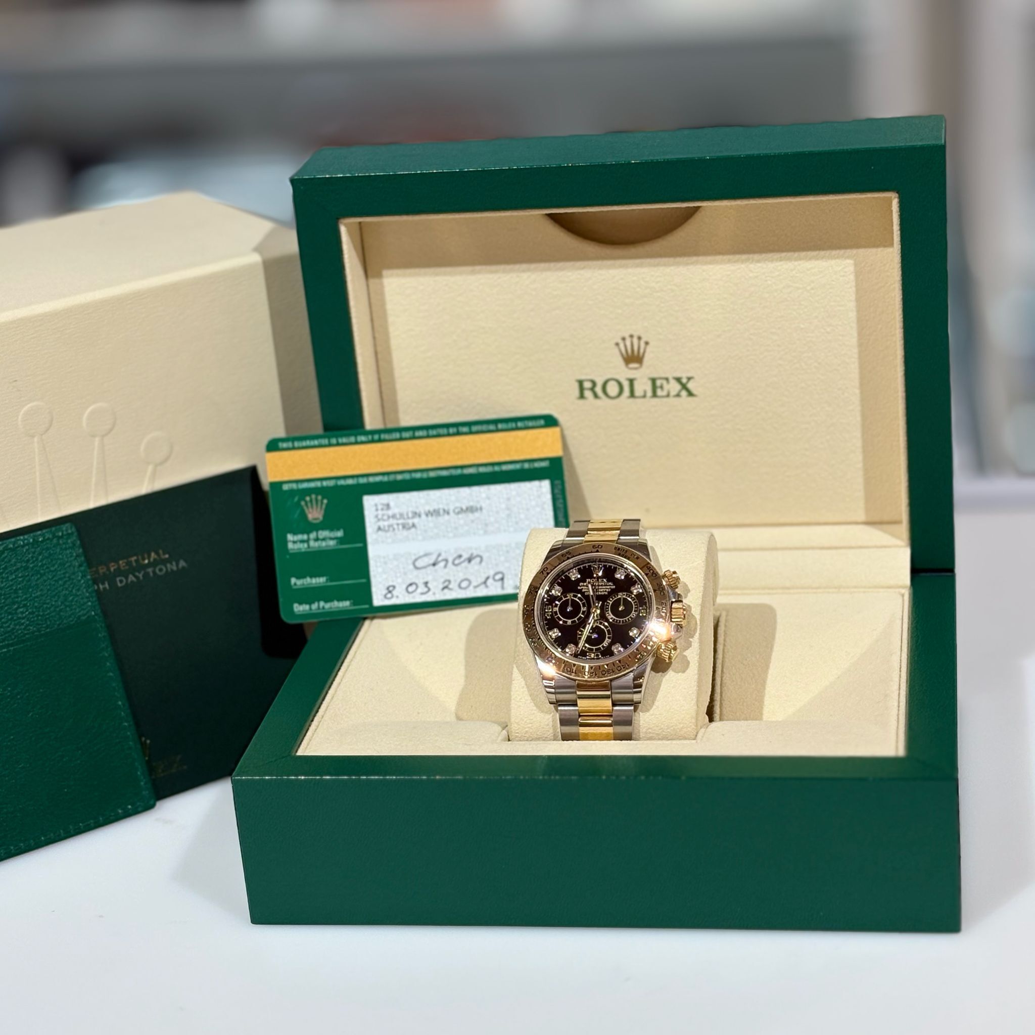 95%NEW二手 ROLEX DAYTONA 116503 18K金 GOLD/ STEEL 黑面 鑽石字 #勞力士手錶 #香榭站正品