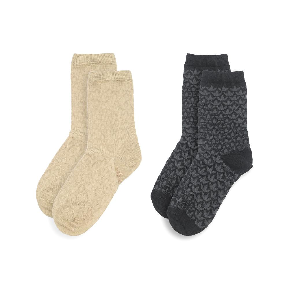 ADIDAS 襪子 MONO 卡其黑 滿版 兩雙一組 長襪 中筒襪 IW8611