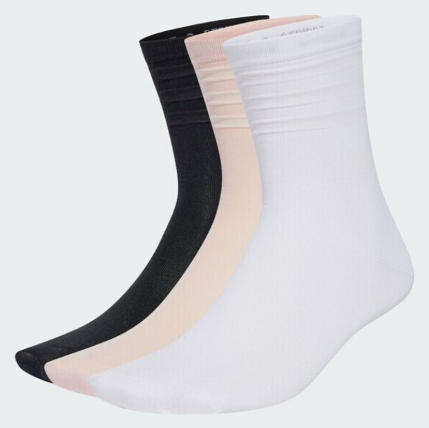 ADIDAS 襪子 黑白粉 皺皺襪 三雙一組 中筒 長襪 IW8614