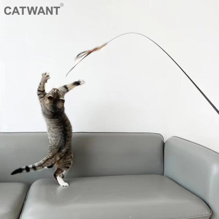 CATWANT 超長逗貓棒 - 鵝羽毛