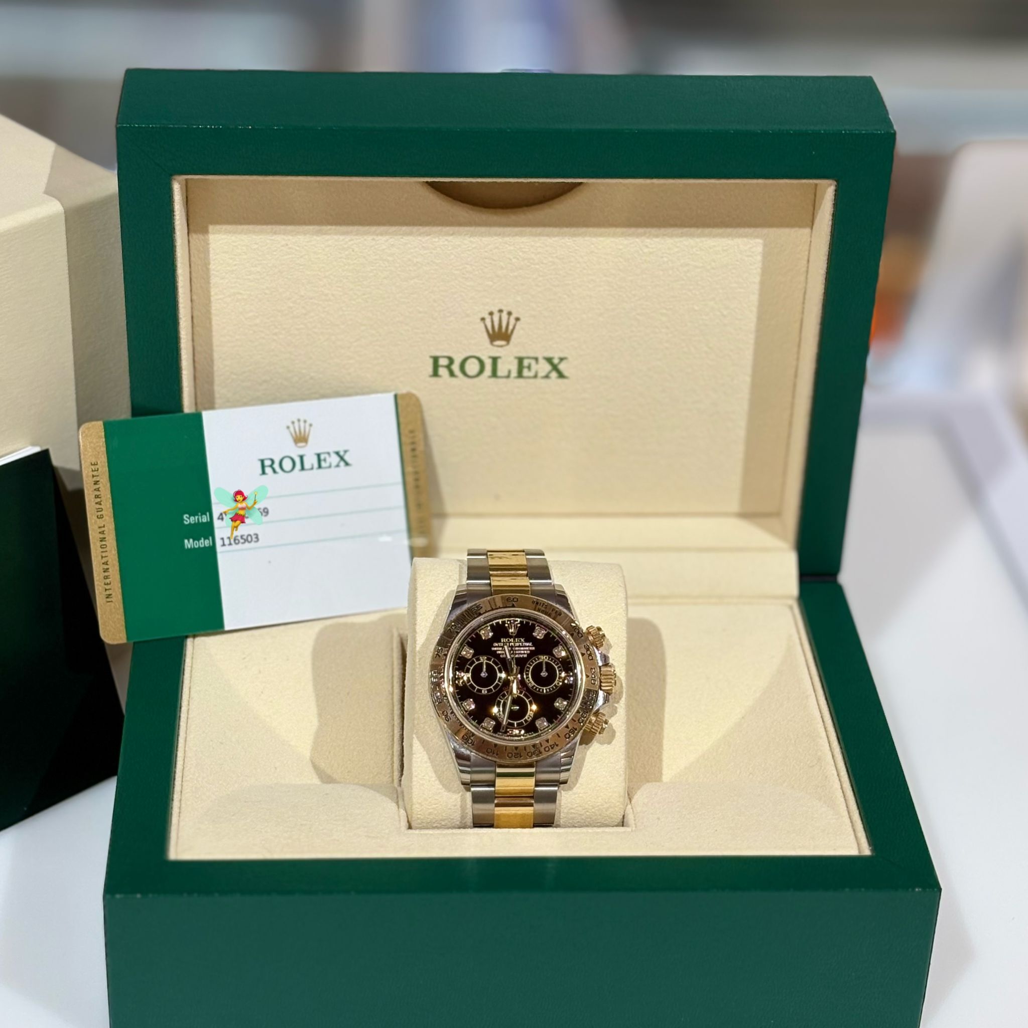 95%NEW二手 ROLEX DAYTONA 116503 18K金 GOLD/ STEEL 黑面 鑽石字 #勞力士手錶 #香榭站正品