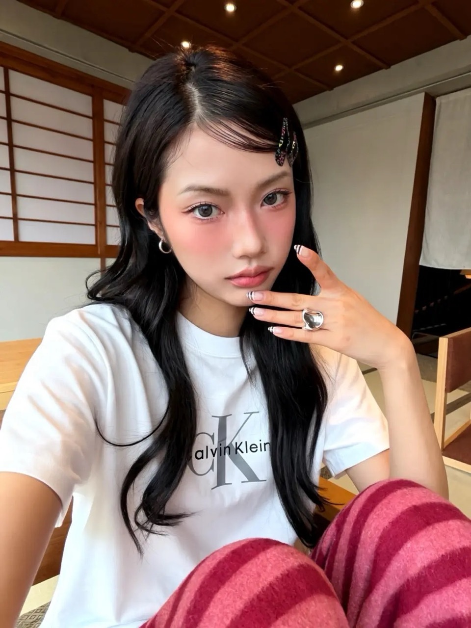 CALVIN KLEIN CK 經典Monogram 純棉 短T 短袖 灰色大標 黑色刺繡小LOGO 白色 女款 / 預購