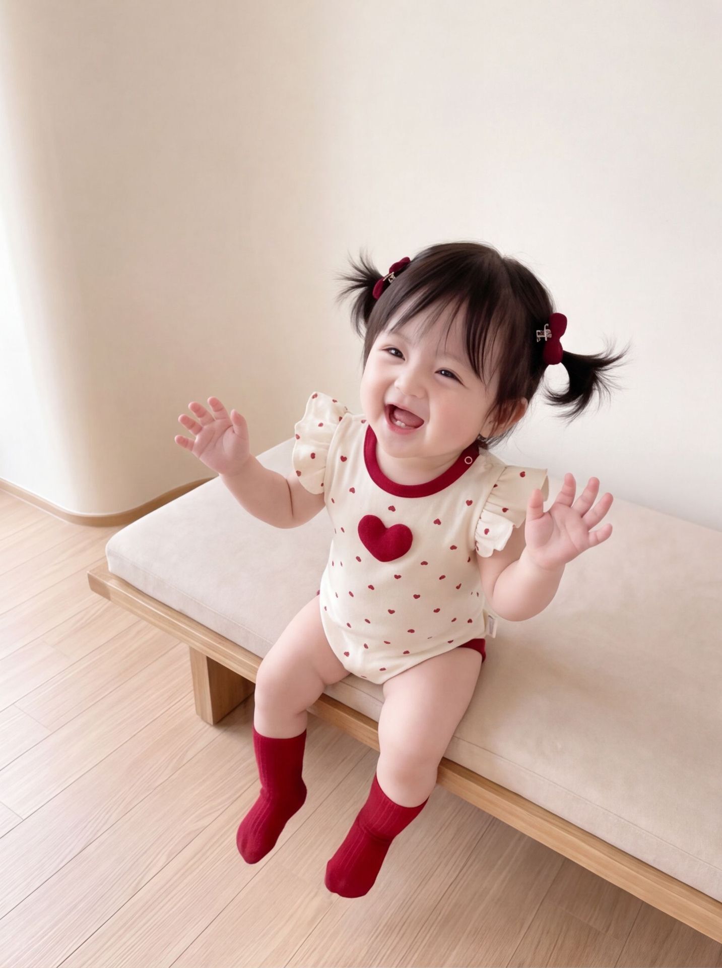 ❤️ 韓版紅心小飛袖包屁衣