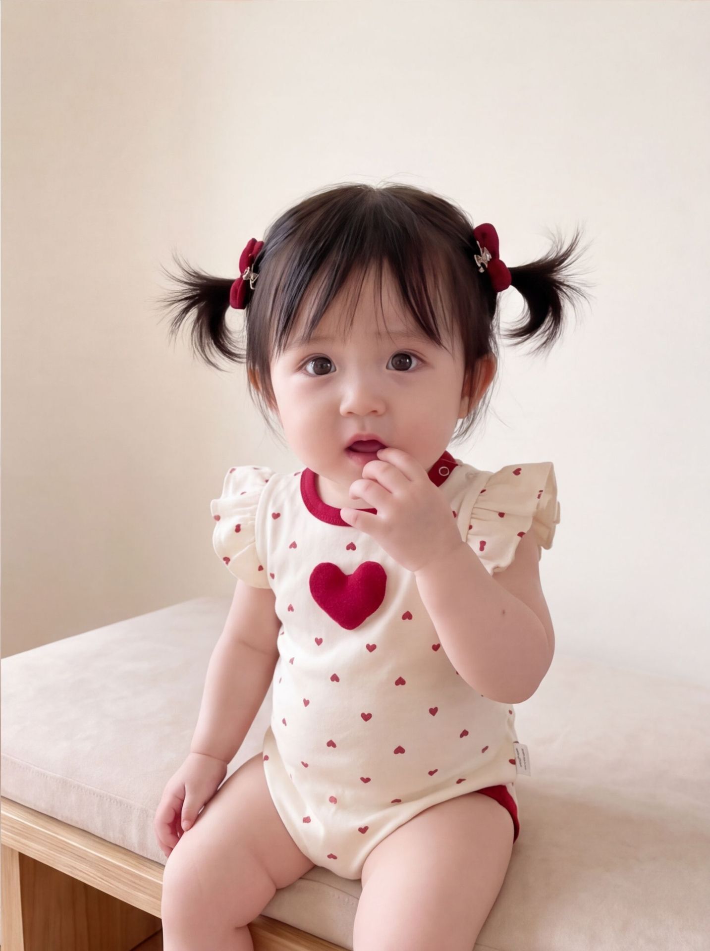 ❤️ 韓版紅心小飛袖包屁衣