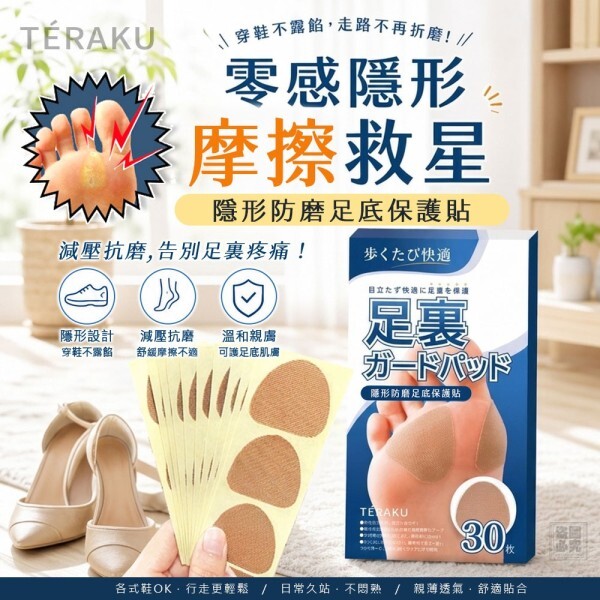 WSBB12046  日本TÉRAKU 隱形防磨足底保護貼（1套2盒）（現貨）