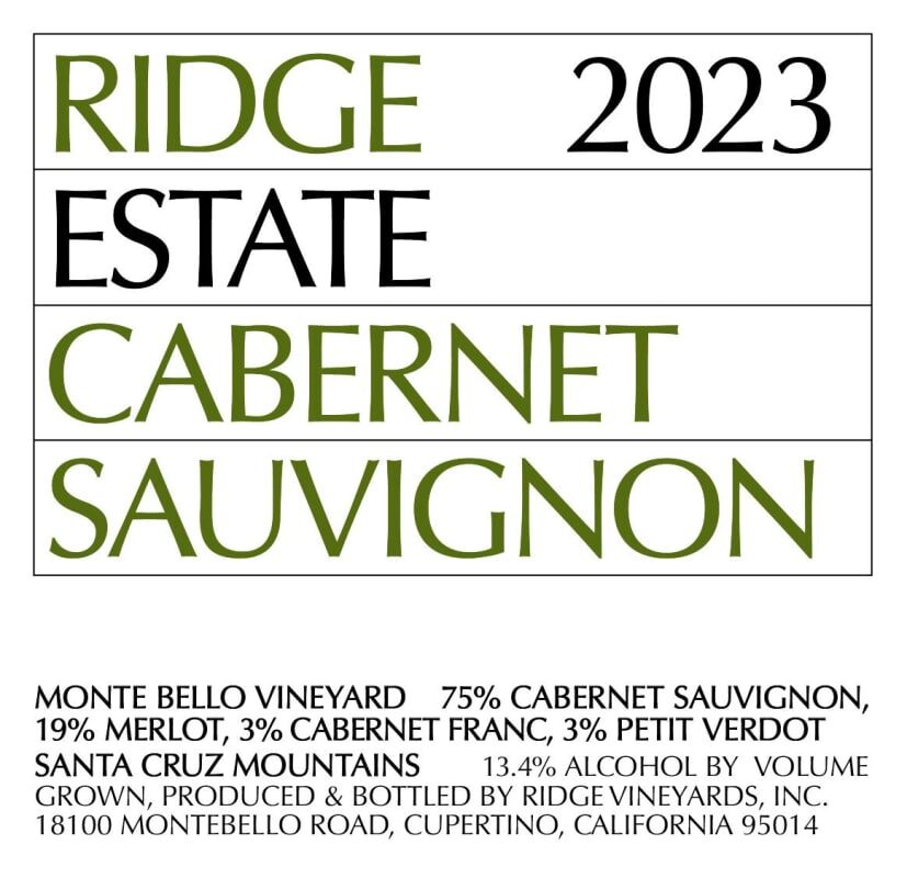 Ridge Estate Cabernet Sauvignon 2023 (RP94) (375ml)