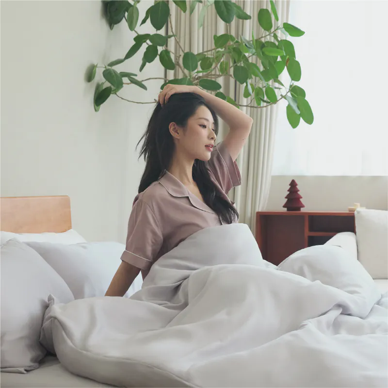 韓系簡約配色寢具圖