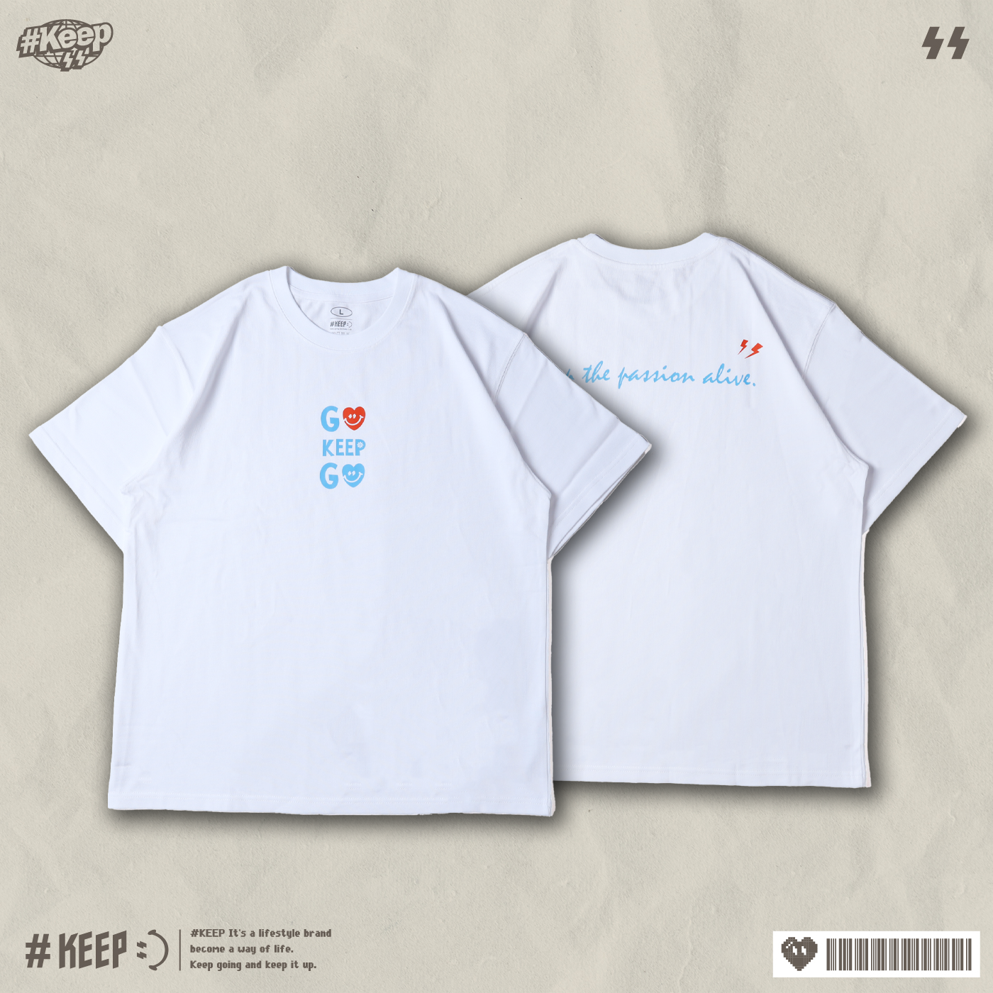 #KEEP THE PASSION ALIVE TEE 愛心T 白色 黑色 保持熱情 閃電 印花 短TEE【KS357】