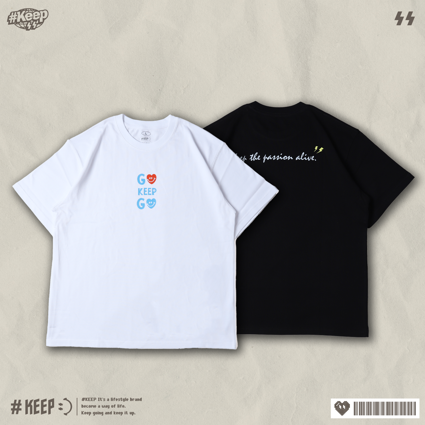 #KEEP THE PASSION ALIVE TEE 愛心T 白色 黑色 保持熱情 閃電 印花 短TEE【KS357】