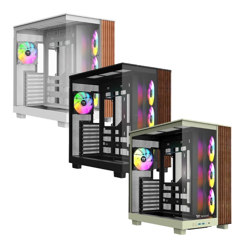Thermaltake 曜越 光透 View 380 XL WS ARGB 木紋全景玻璃透側 背插雙倉 黑色/白色/抹茶綠