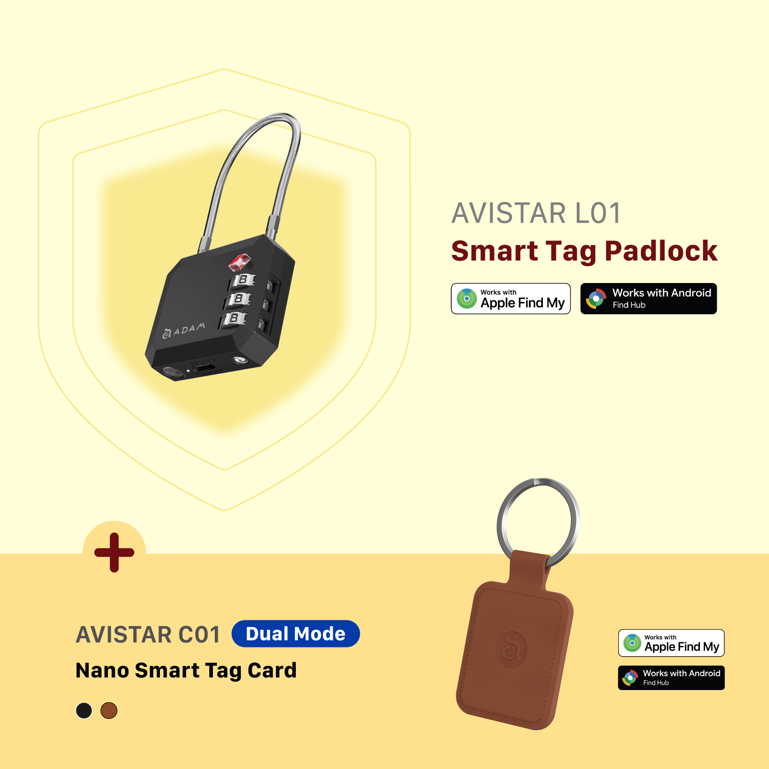 AVISTAR L01 Smart Tag Padlock + AVISTAR C01 Nano Smart Tag Card (Dual Mode)