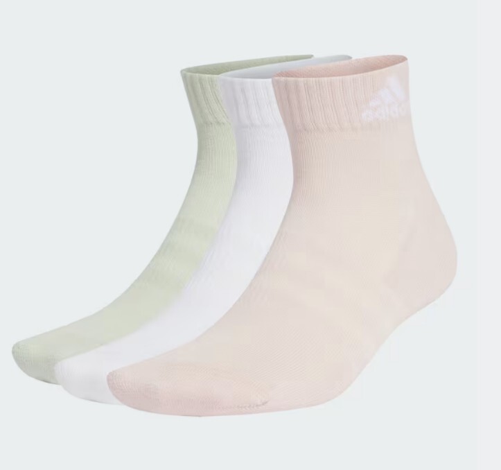 ADIDAS 襪子 粉白綠 三雙一組 腳踝襪 短襪 IZ0108