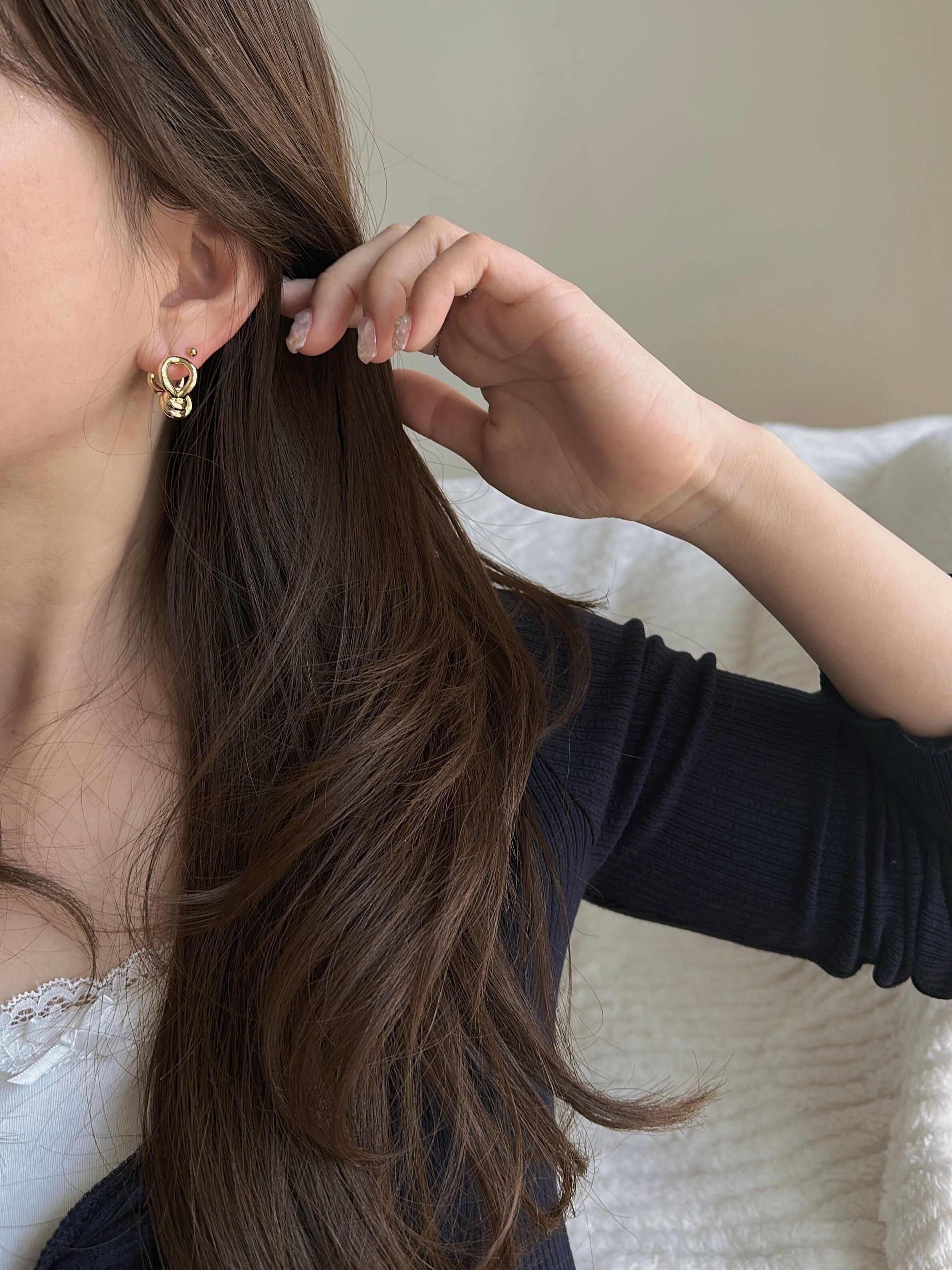 S925 straight pin knot pierce