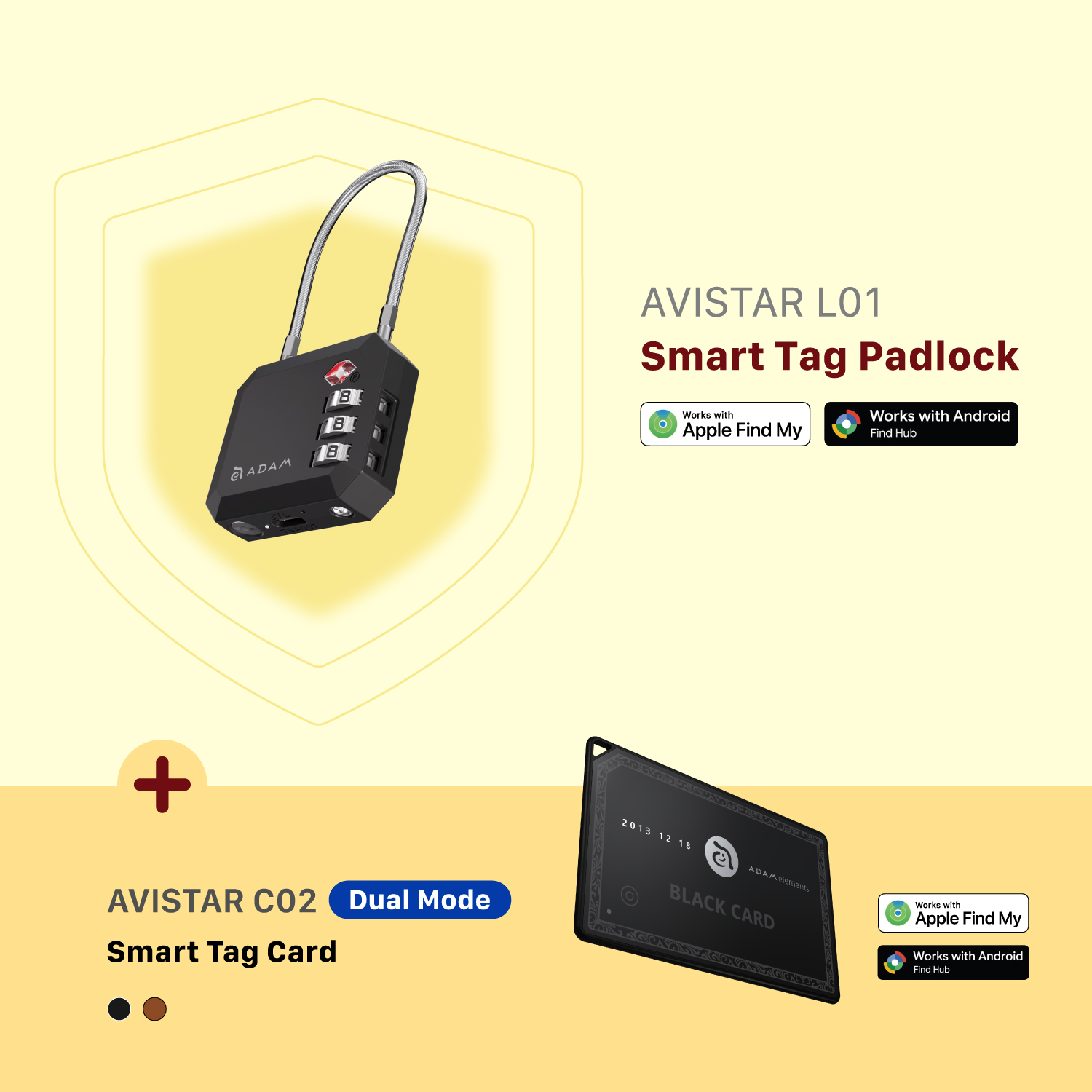 AVISTAR L01 Smart Tag Padlock + AVISTAR C02 Smart Tag Card (Dual Mode)