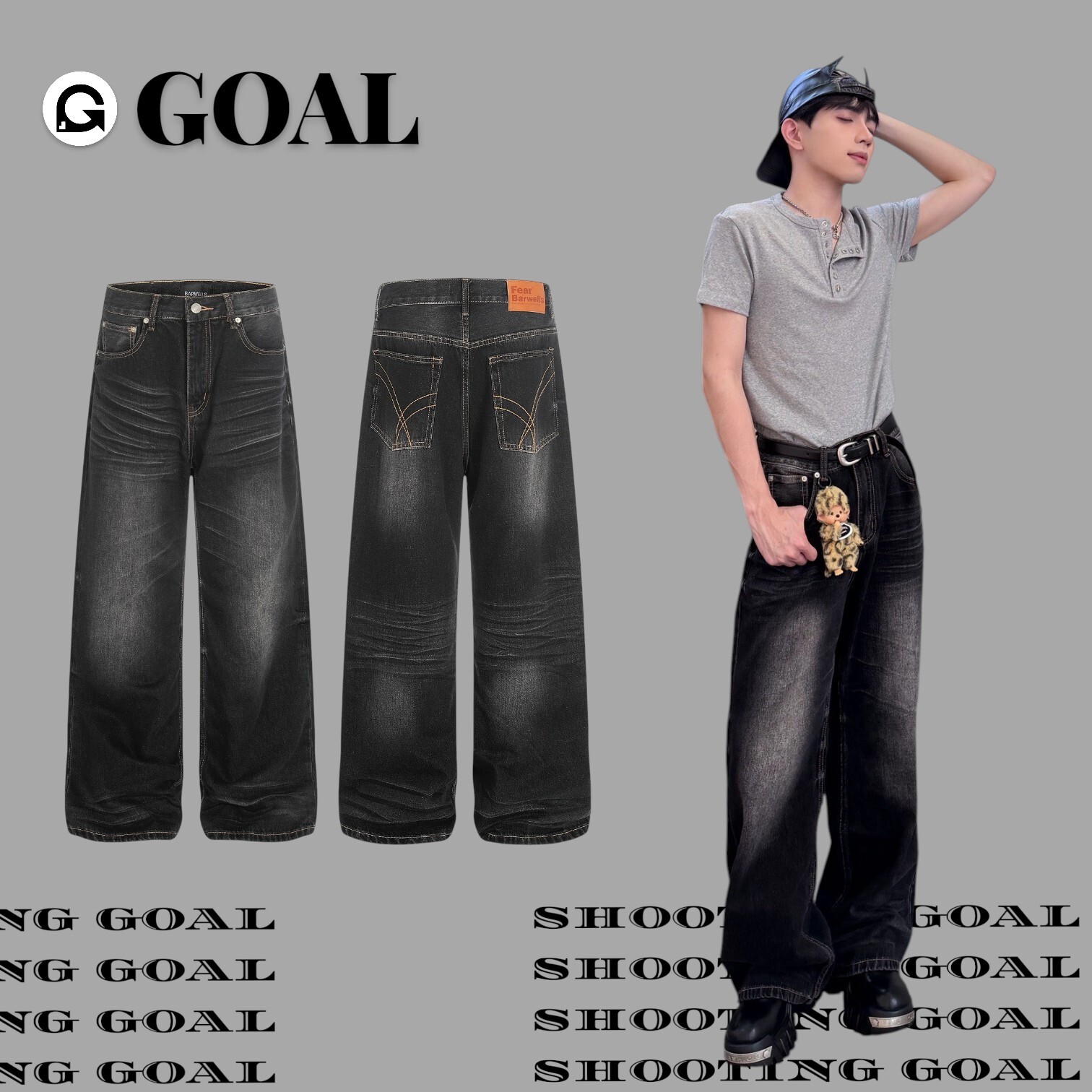 (GOAL) 復古水洗微喇叭牛仔褲 6118