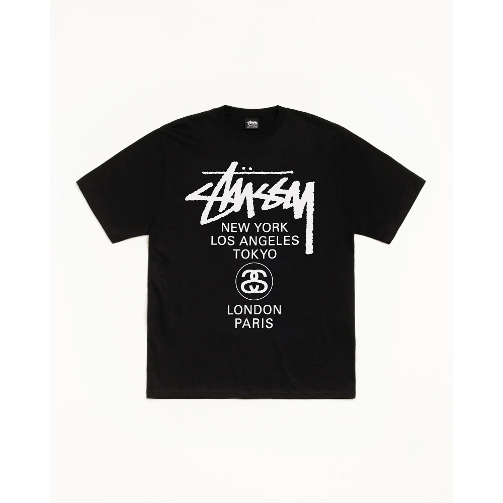 Stussy WORLD TOUR TEE 短T 黑色 白色