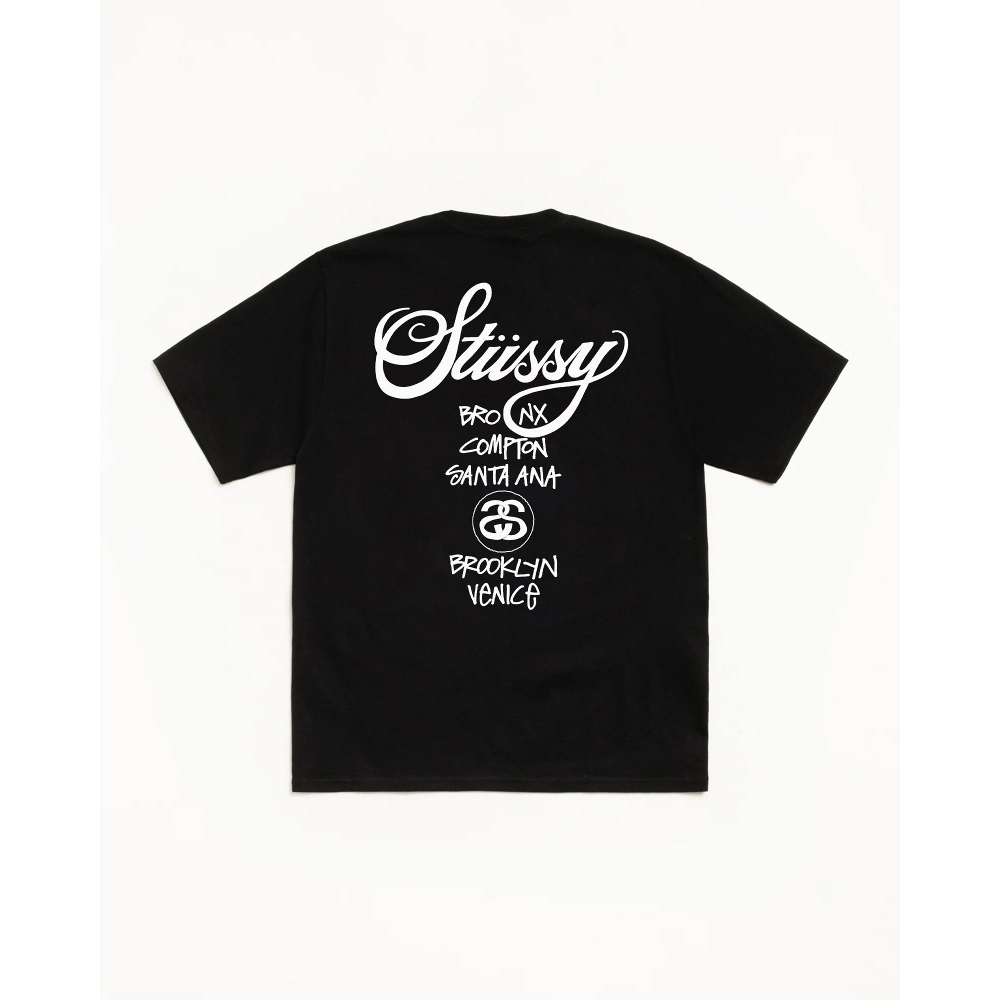 Stussy WORLD TOUR TEE 短T 黑色 白色