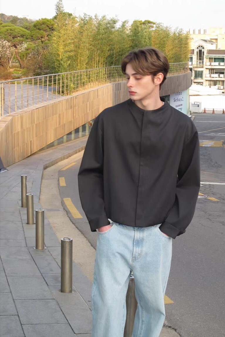 Premium No.7 Mandarin Collar Bomber Jacket