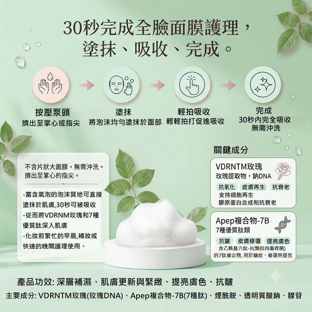 預訂8月下旬到【skindaum PDRN玫瑰泡泡精華面膜 95ML】
