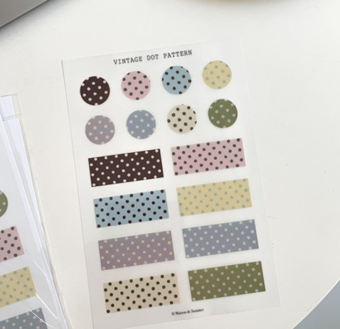 韓Maison de Summer．Vintage Dot Pattern 轉印貼紙