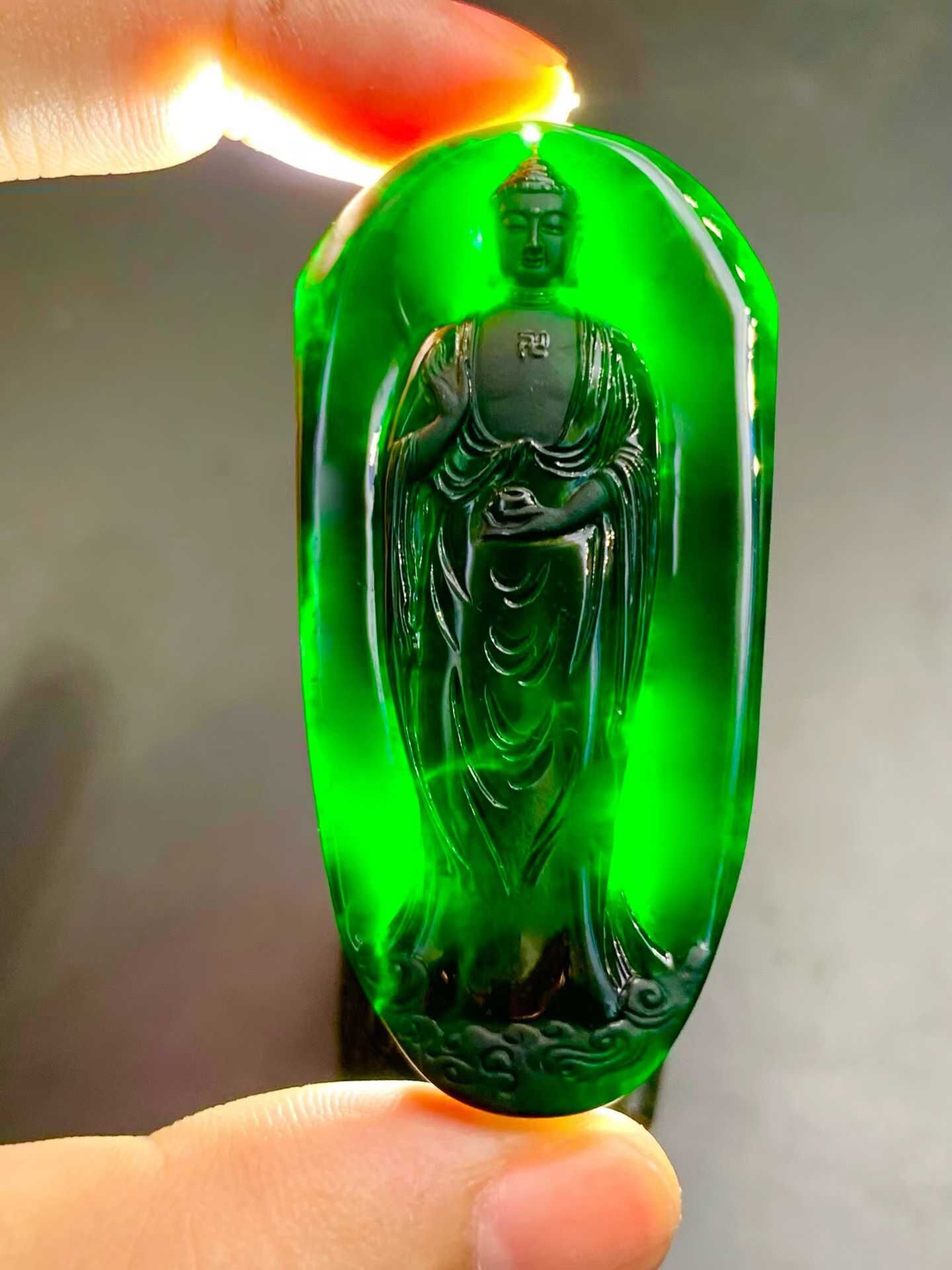 翡翠墨翠阿彌陀佛,天然翡翠A玉, 緬甸玉, Jade, Jadeite