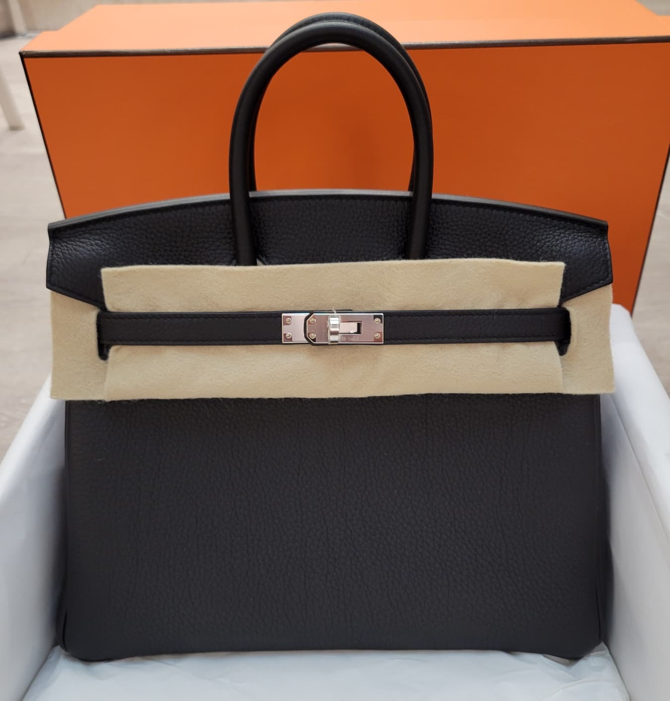 HERMES Birkin 25 noir CK Togo 黑銀