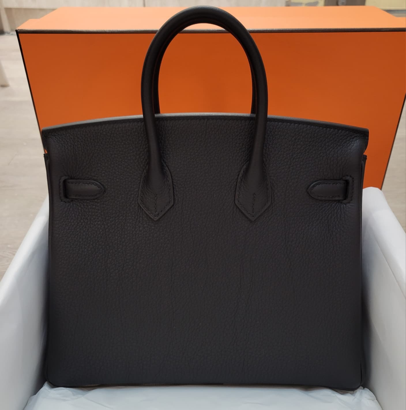 HERMES Birkin 25 noir CK Togo 黑銀