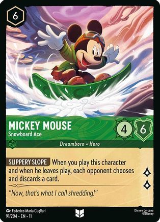 91/204·EN·11 Mickey Mouse - Snowboard Ace (Uncommon)