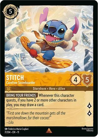 7/204·EN·11 Stitch - Carefree Snowboarder (Rare)