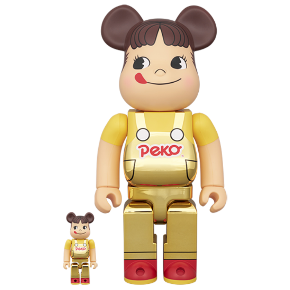 牛奶妹 (オーバーオール) 金メッキ 100％ & 400％ BE@RBRICK