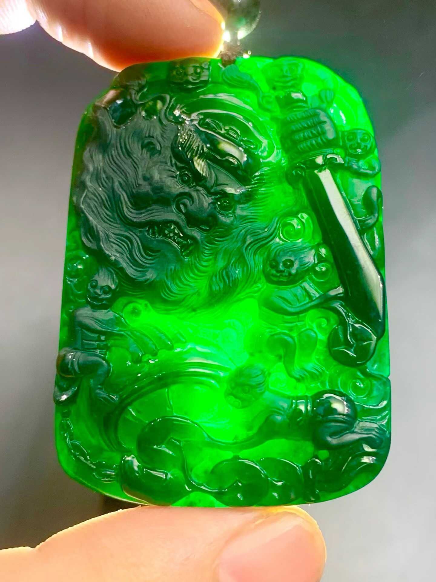 翡翠墨翠天師鐘馗,天然翡翠A玉, 緬甸玉, Jade, Jadeite