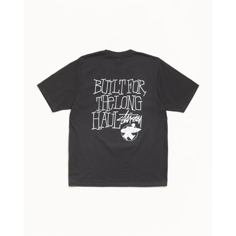 Stussy LONG HAUL TEE PIGMENT DYED 短T 黑灰 米白