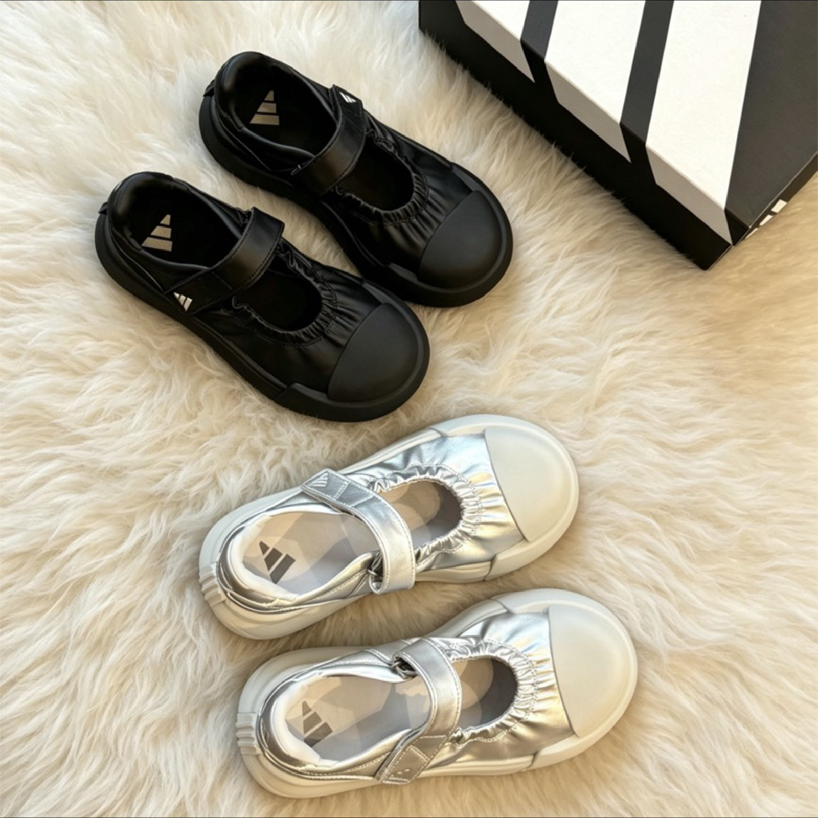 adidas MAXXCOURT MJ 皮革 瑪莉珍鞋 芭蕾鞋 包頭 鬆緊帶 增高厚底 魔鬼氈 Y2K 休閒女鞋 KH6914 KZ9650