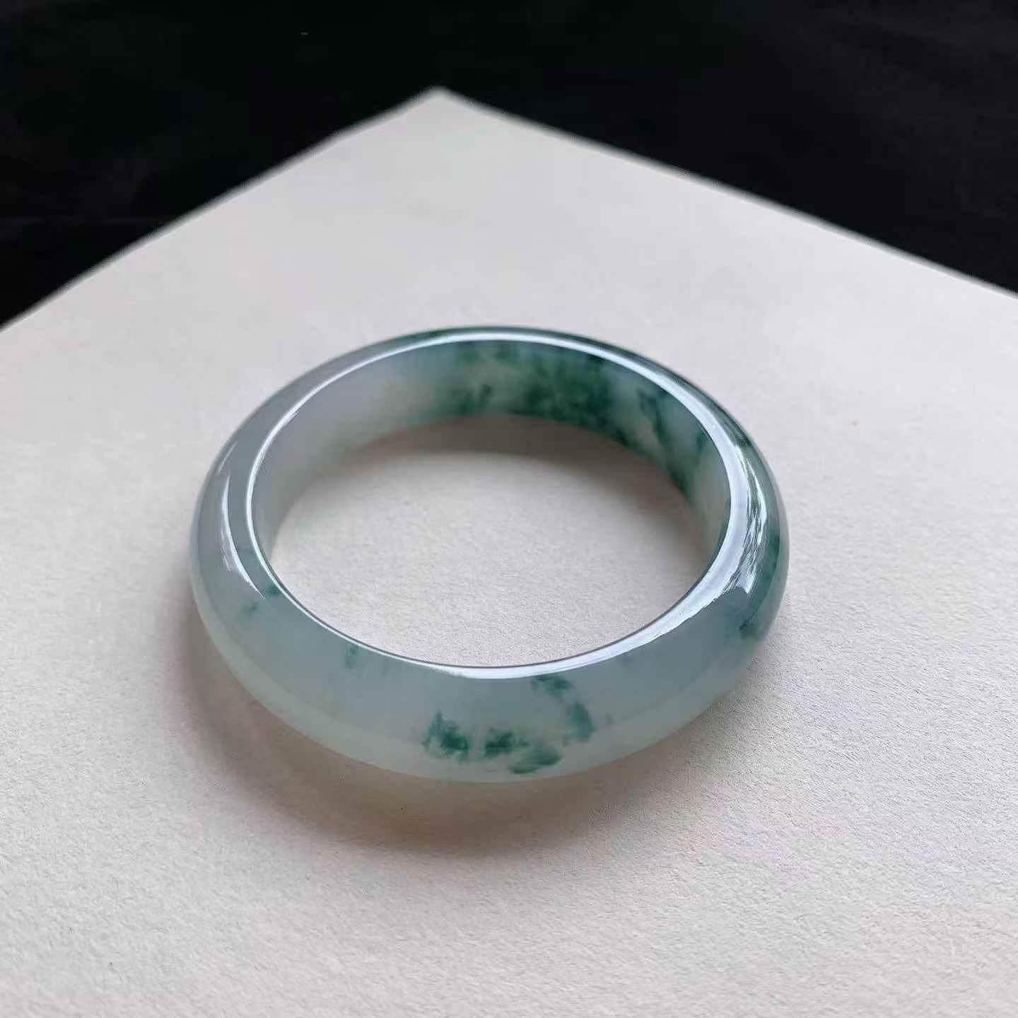 6145631 54.4mm冰種飄花正圈翡翠手鐲 (54-56)