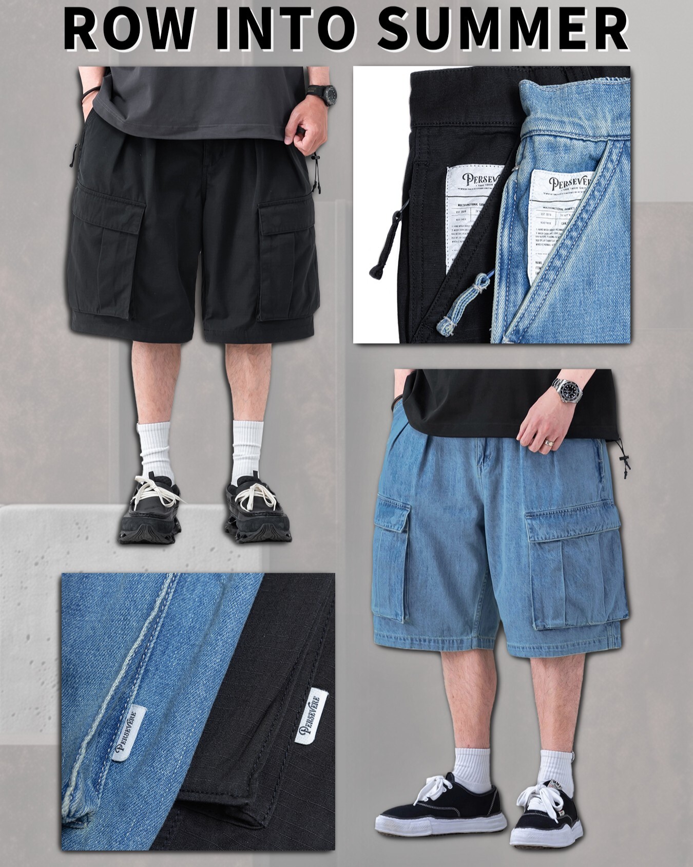 Persevere Knee-Length Cargo Shorts 口袋 短褲 兩色