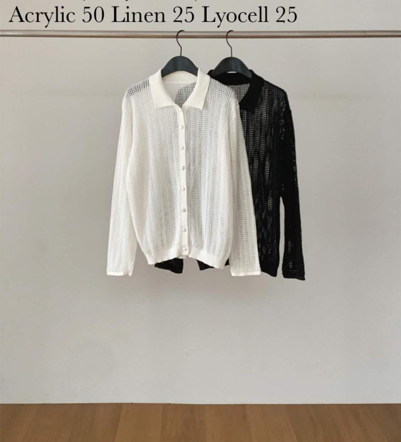 DR6303 POLO領網眼開襟外套