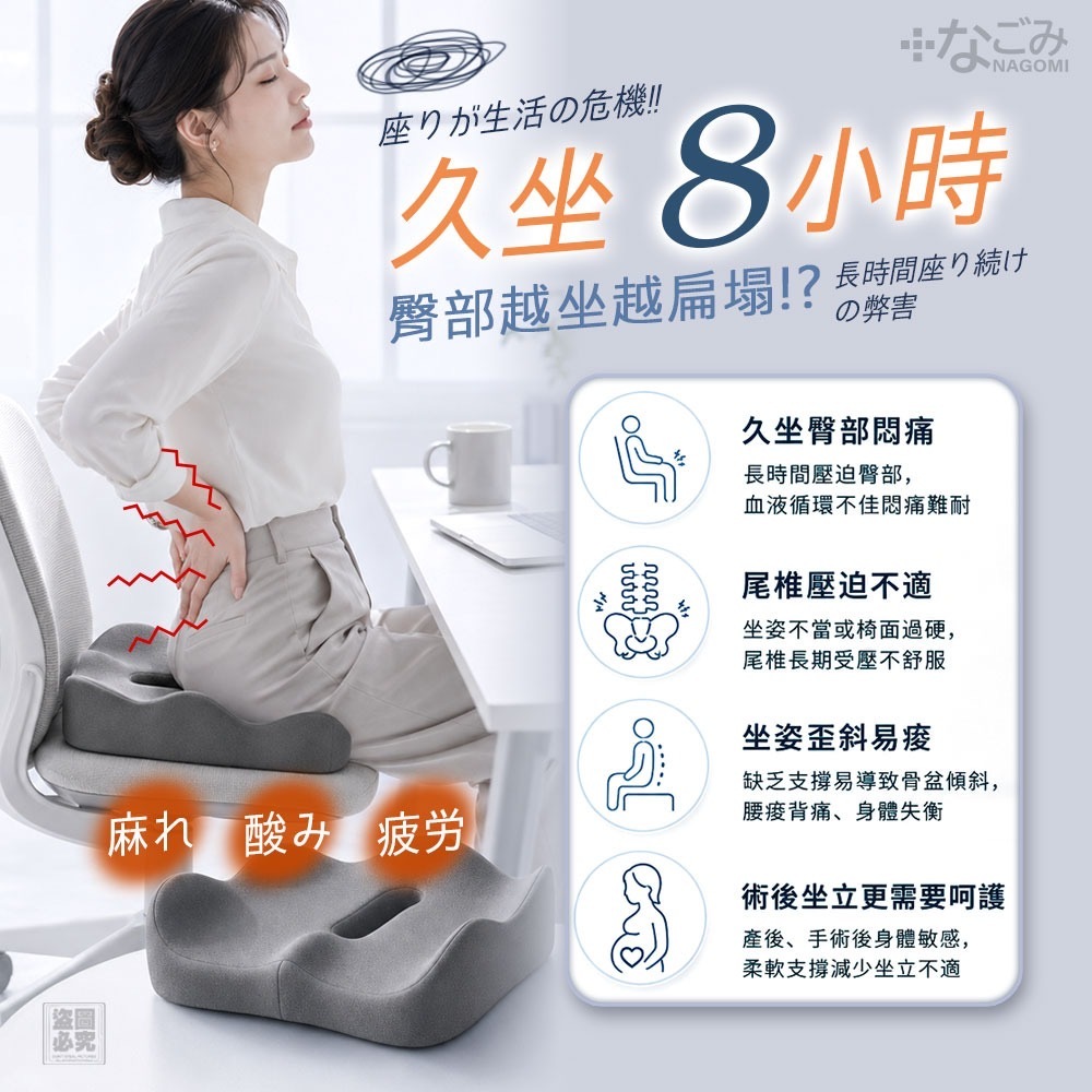 日本久坐救星 護腰美臀零壓感坐墊