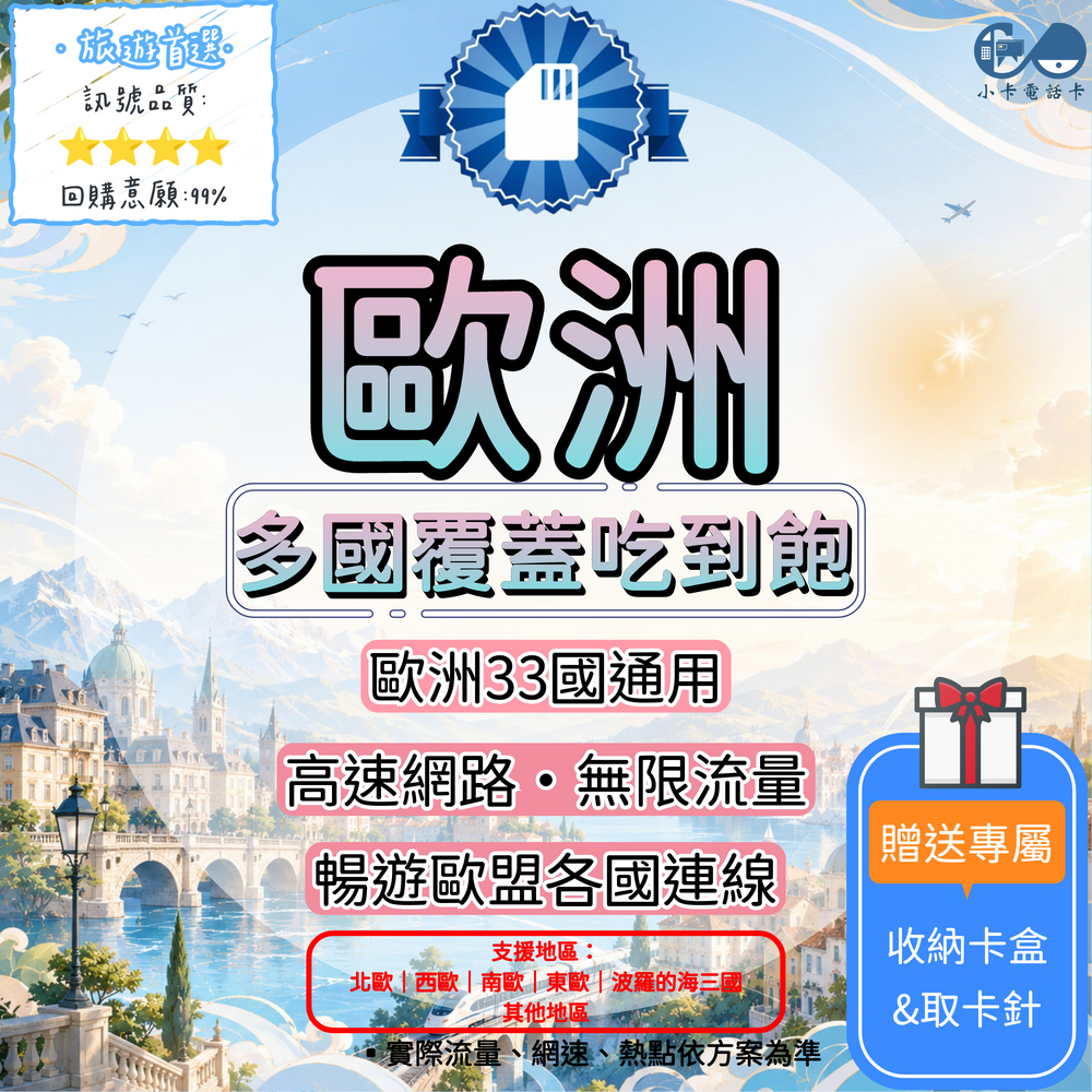 【SIM卡】歐洲33國通用上網卡｜含土耳其·吃到飽高速連線〈隨插即用、簡易開通、熱點分享〉