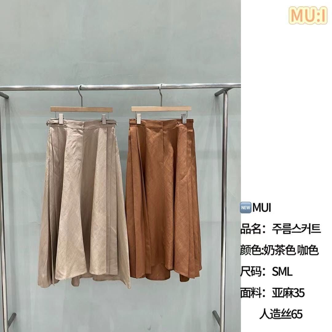 MU6328 棉麻混紡風琴褶長裙