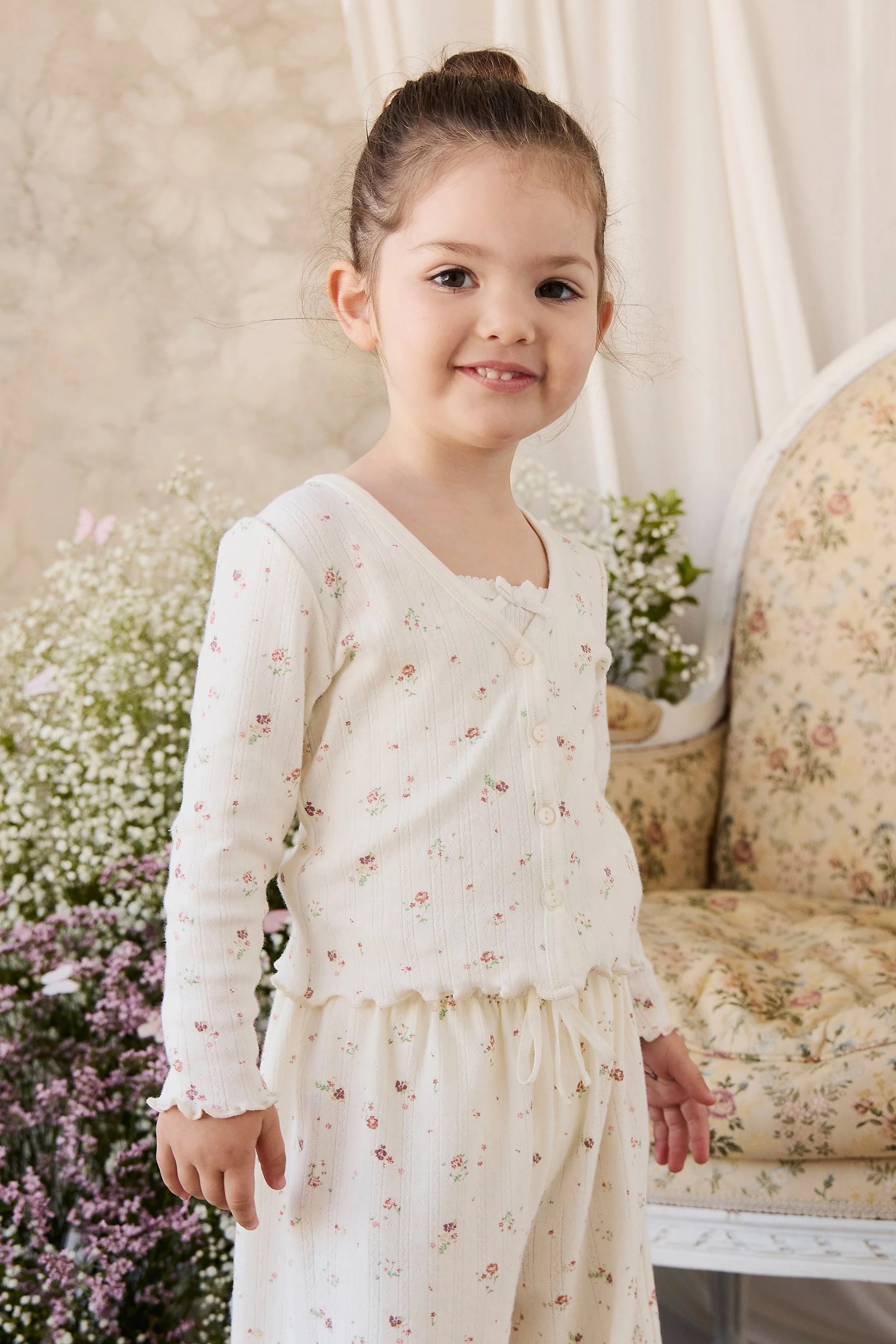 【預購】JAMIE KAY -Organic Cotton Pointelle Carine Cardigan（Eloise Egret）