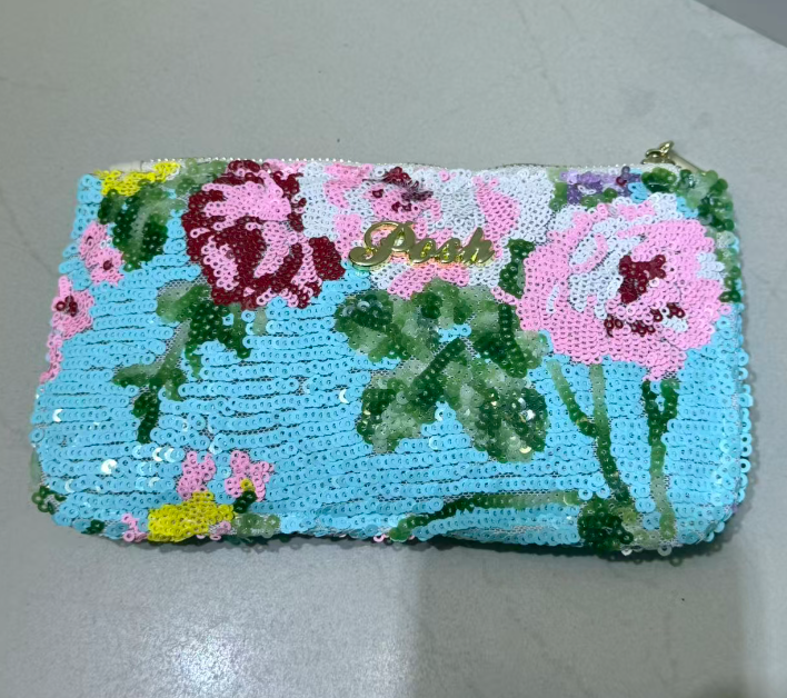 0625HB76-THAILAND-HANDBAGS-莫內花園全亮片多功能收納手拿包（A76）