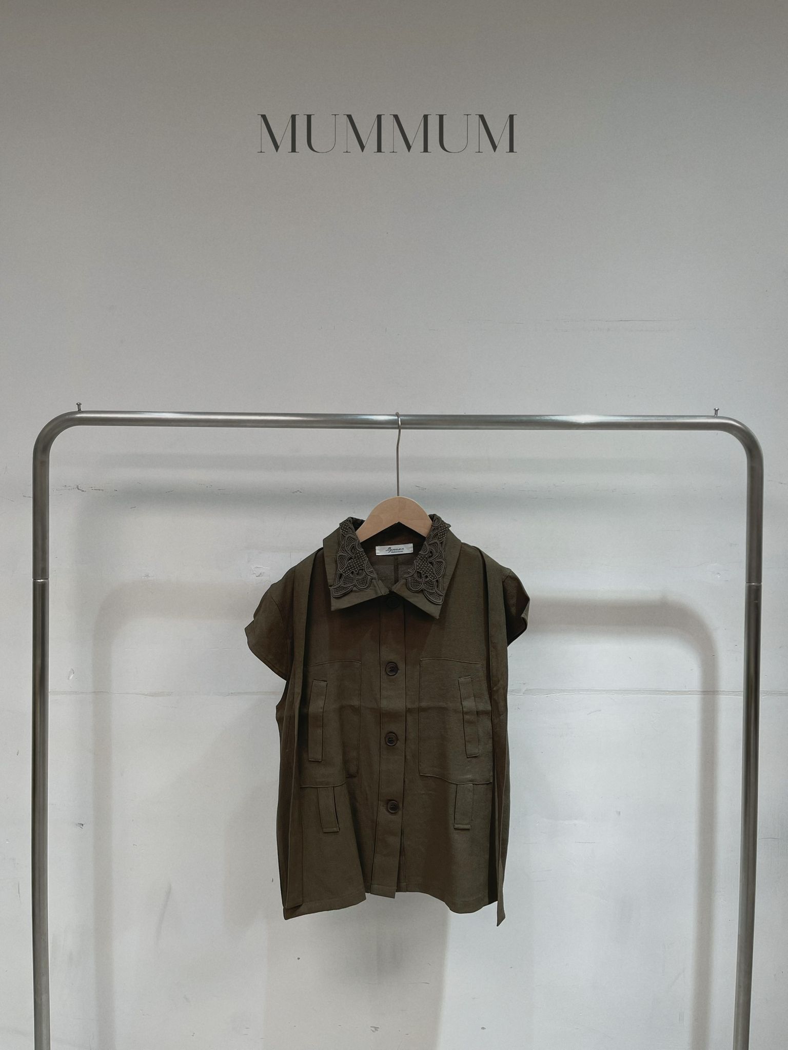 0213387a/復古花領貼袋上衣　40/40/24