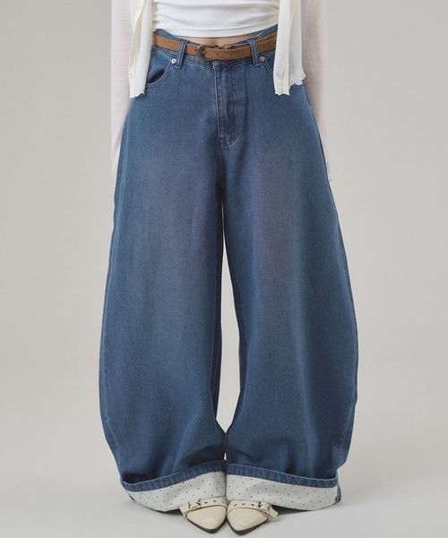 apres jour mignon / Curved Hem Denim Pants
