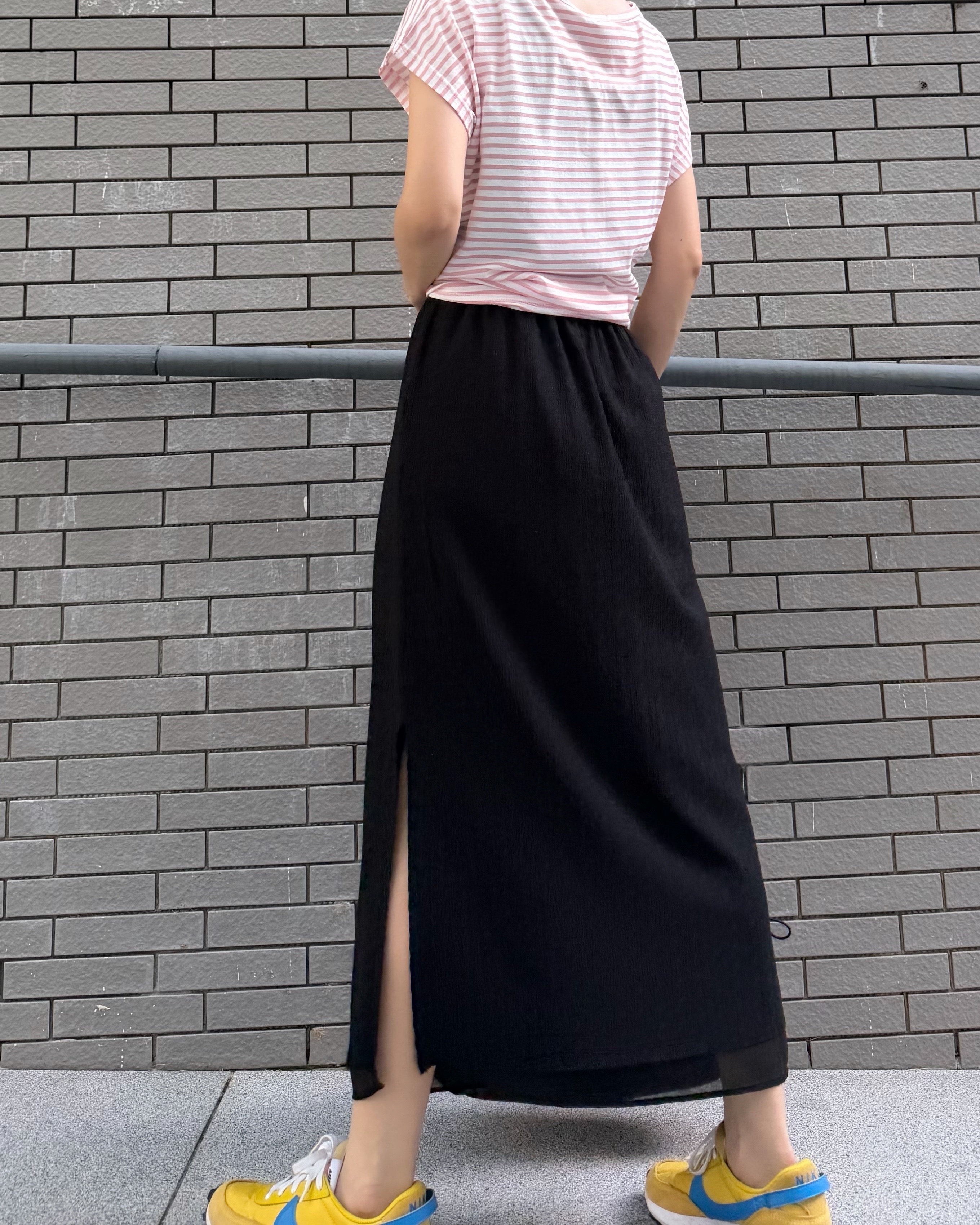 6月新品♥免熨側開叉sk[全橡筋腰]
