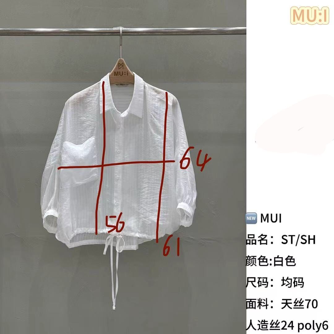 MU6351 綁帶透膚襯衫