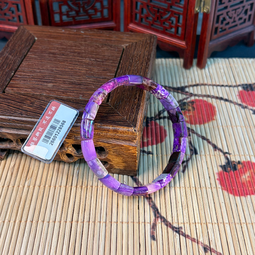 UA187 皇家紫帶玉化桃紅舒俱萊手排 約8MM (SD3366)
