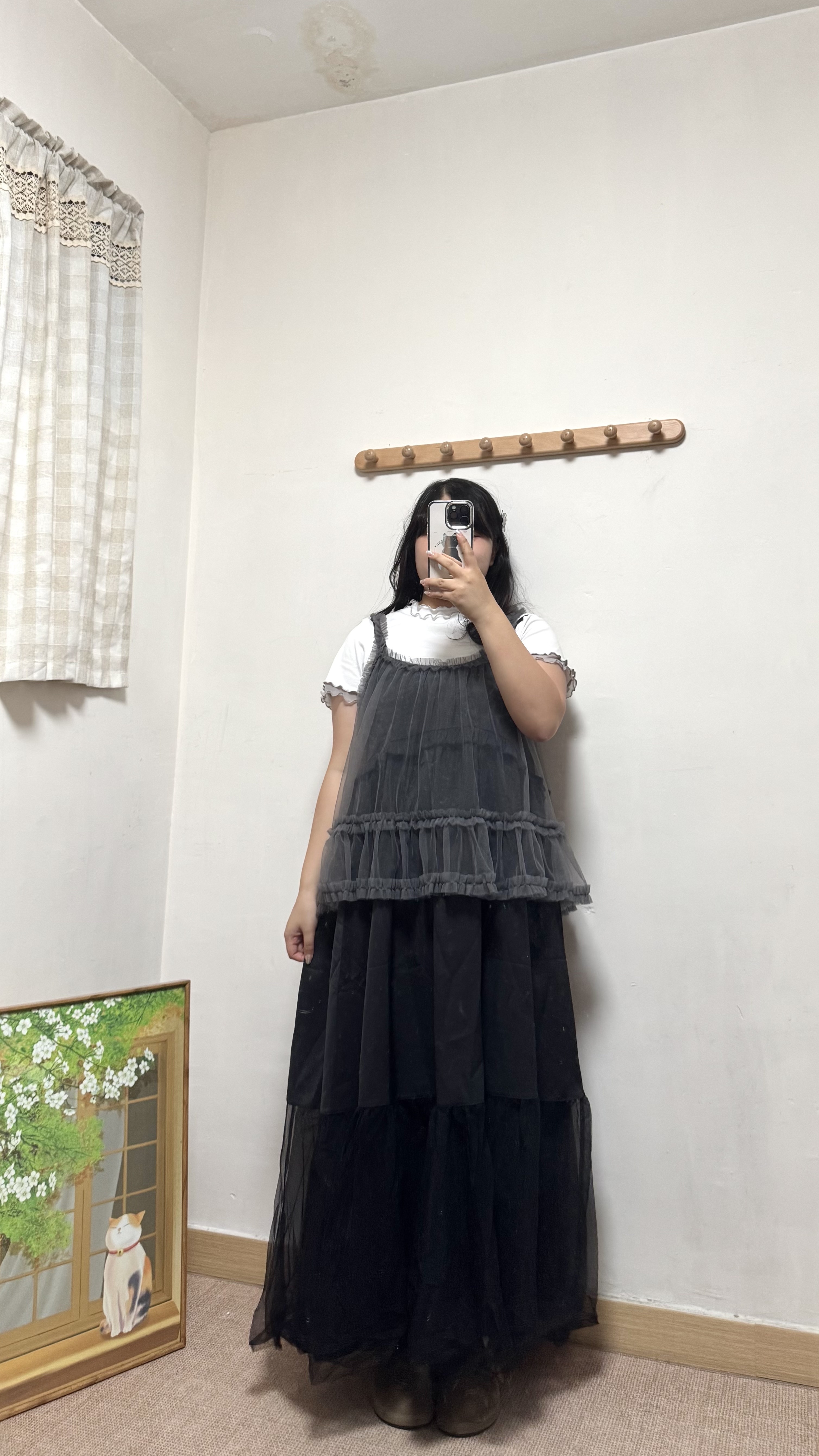 Ruffle滑紗透身吊帶