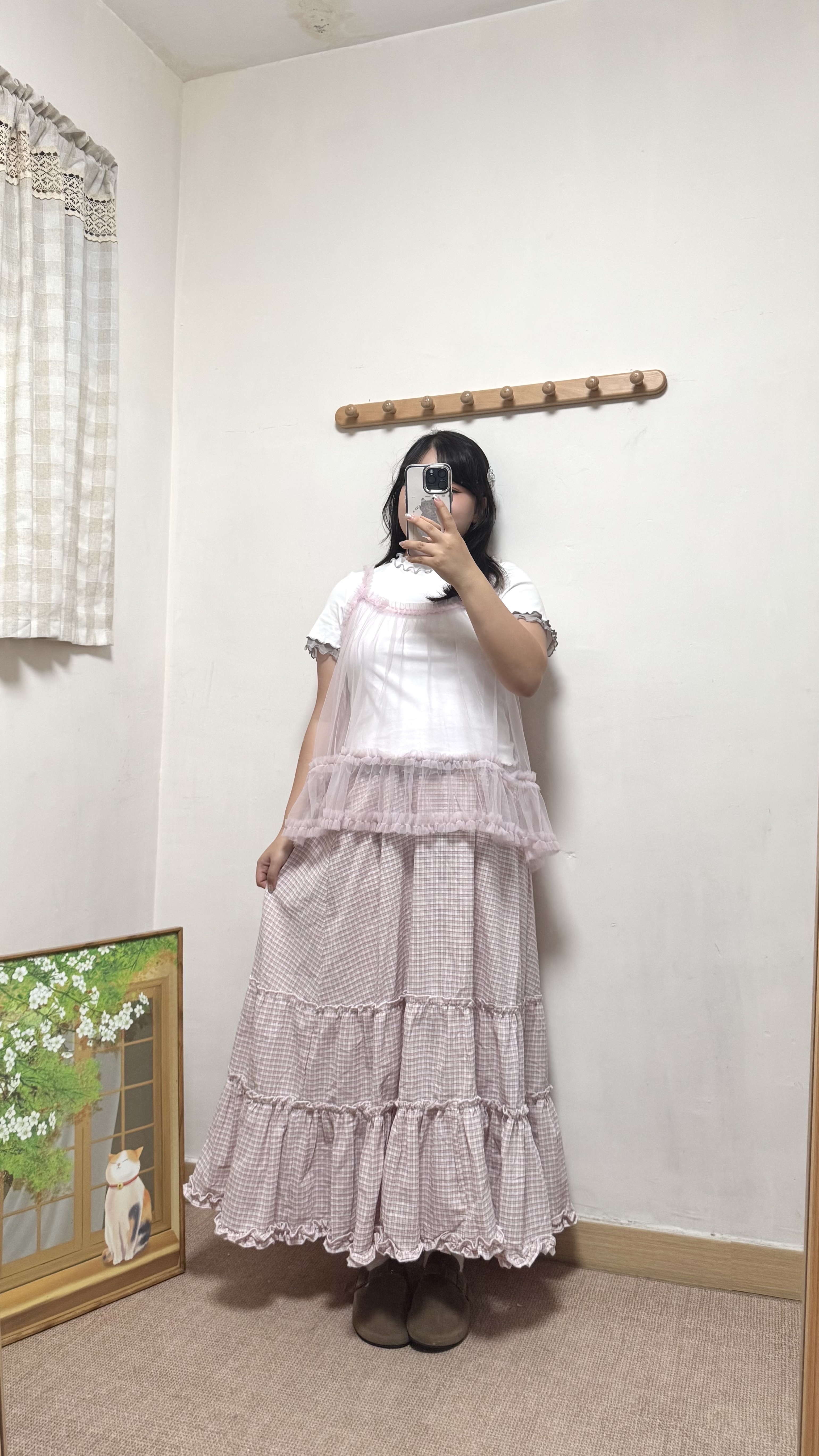 Ruffle滑紗透身吊帶