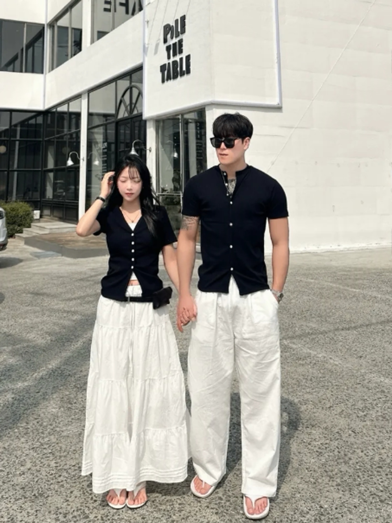 瑪麗短袖開衫情侶穿搭黑色款 THankus